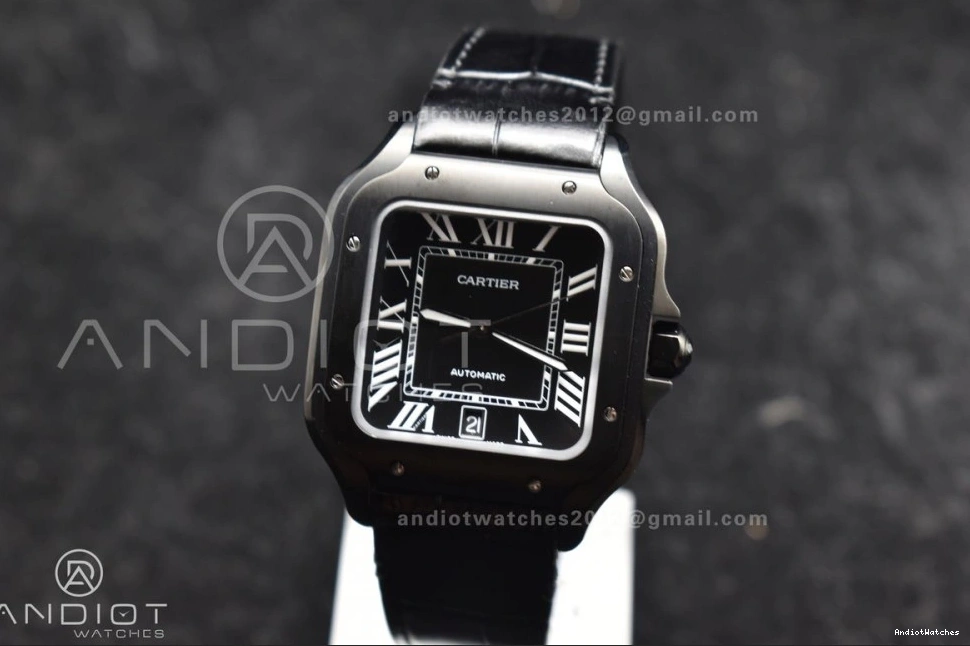 on Strap BVF Black 1046 Cartier MIYOTA de Black 1:1 Dial ZeroBulk Best 40mm Santos Edition Leather PVD 0415